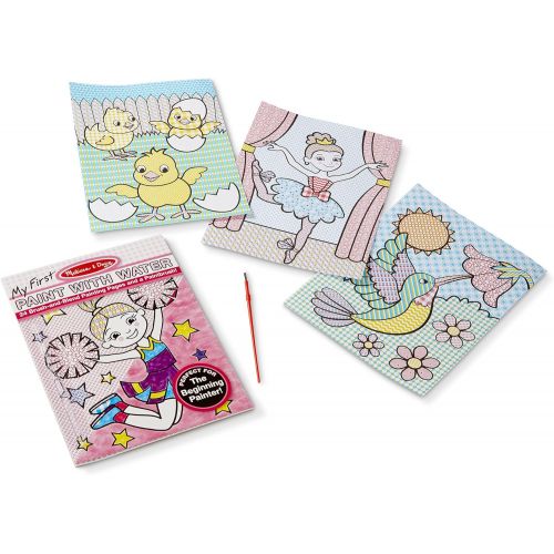  Melissa & Doug My First Paint with Water Beginning Art Pad with Brush 2 Pack - Animals; Cheerleaders, Flowers, Fairies & More