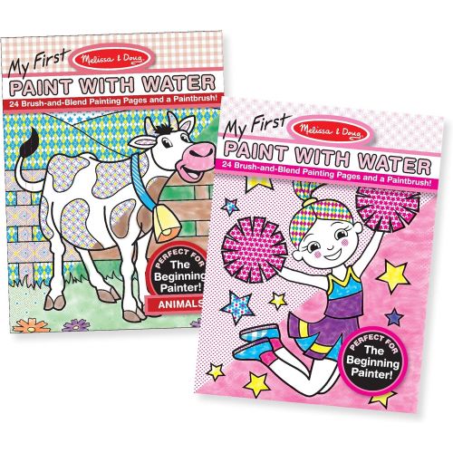  Melissa & Doug My First Paint with Water Beginning Art Pad with Brush 2 Pack - Animals; Cheerleaders, Flowers, Fairies & More