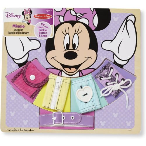  Melissa & Doug Disney Minnie Mouse Wooden Basic Skills Board - Zip, Lace, Tie, Buckle, Button, and Snap