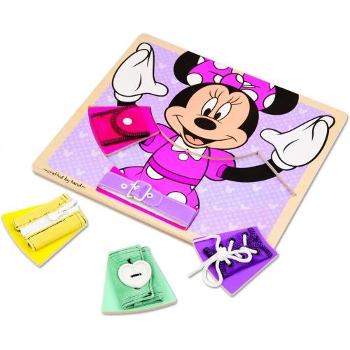  Melissa & Doug Disney Minnie Mouse Wooden Basic Skills Board - Zip, Lace, Tie, Buckle, Button, and Snap