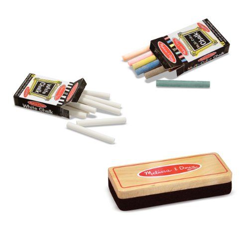  Melissa & Doug Eraser and Chalk Set With 24 Chalk Sticks and Wood-Handled Felt Eraser