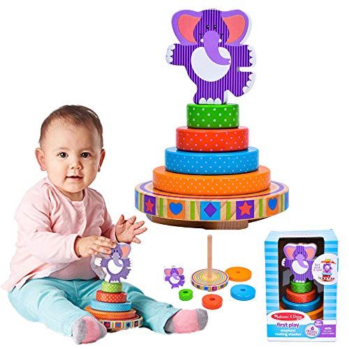  Melissa & Doug First Play Wooden Elephant Rocking Stacker (6 pcs)