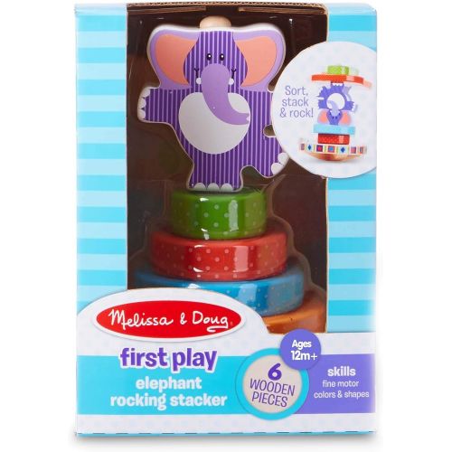  Melissa & Doug First Play Wooden Elephant Rocking Stacker (6 pcs)