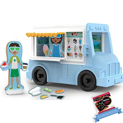  Melissa & Doug Food Truck: Magnetivity Building Play Set & 1 Melissa & Doug Scratch Art Mini-Pad Bundle (30665)