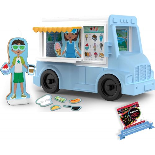  Melissa & Doug Food Truck: Magnetivity Building Play Set & 1 Melissa & Doug Scratch Art Mini-Pad Bundle (30665)