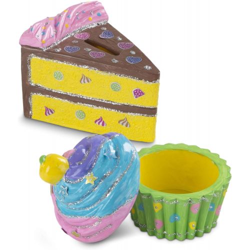  Melissa & Doug Decorate-Your-Own Sweets Set Craft Kit: 2 Treasures Boxes and a Cake Bank