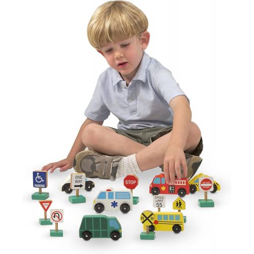  Melissa & Doug Wooden Vehicles & Traffic Signs