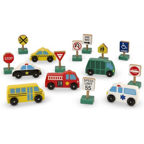  Melissa & Doug Wooden Vehicles & Traffic Signs