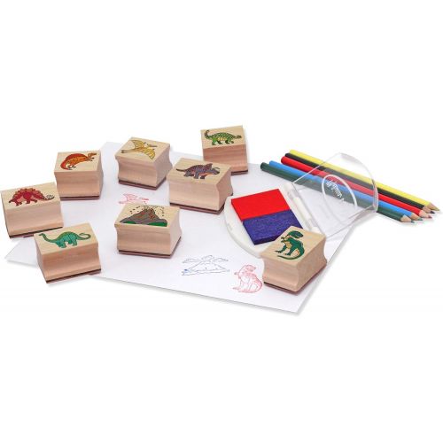  Melissa & Doug Wooden Stamps Sets (2): Dinosaurs and Vehicles