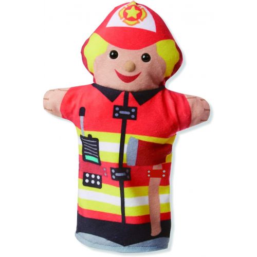  Melissa & Doug Jolly Helpers Hand Puppets - The Original (Set of 4, Construction Worker, Doctor, Police Officer, Firefighter, Great Gift for Girls & Boys - Kids Toy Best for 2, 3,