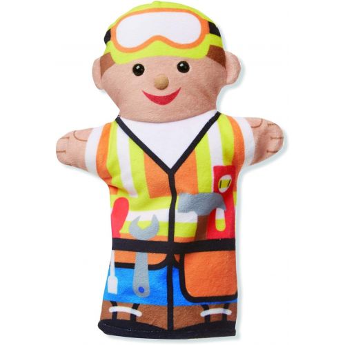  Melissa & Doug Jolly Helpers Hand Puppets - The Original (Set of 4, Construction Worker, Doctor, Police Officer, Firefighter, Great Gift for Girls & Boys - Kids Toy Best for 2, 3,