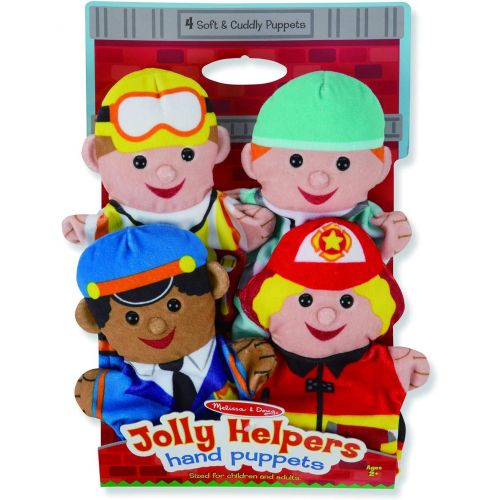  Melissa & Doug Jolly Helpers Hand Puppets - The Original (Set of 4, Construction Worker, Doctor, Police Officer, Firefighter, Great Gift for Girls & Boys - Kids Toy Best for 2, 3,