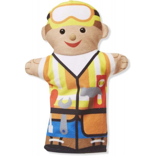  Melissa & Doug Jolly Helpers Hand Puppets - The Original (Set of 4, Construction Worker, Doctor, Police Officer, Firefighter, Great Gift for Girls & Boys - Kids Toy Best for 2, 3,