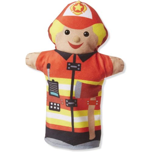  Melissa & Doug Jolly Helpers Hand Puppets - The Original (Set of 4, Construction Worker, Doctor, Police Officer, Firefighter, Great Gift for Girls & Boys - Kids Toy Best for 2, 3,