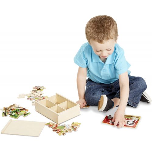  Melissa & Doug Wooden Jigsaw Puzzles in a Box - Farm