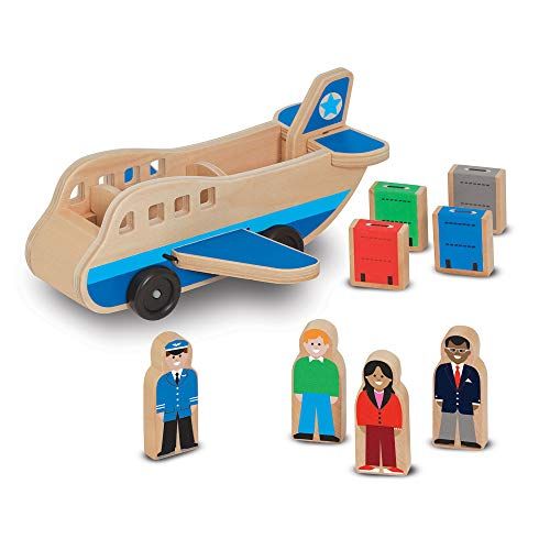  Melissa & Doug Wooden Airplane Play Set With 4 Play Figures and 4 Suitcases (9394)