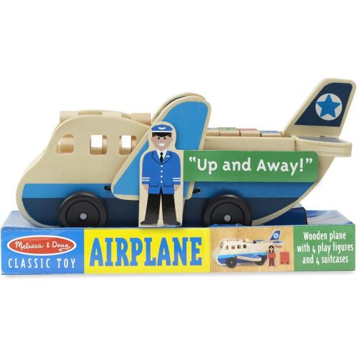  Melissa & Doug Wooden Airplane Play Set With 4 Play Figures and 4 Suitcases (9394)