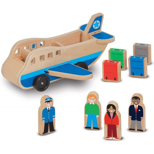  Melissa & Doug Wooden Airplane Play Set With 4 Play Figures and 4 Suitcases (9394)