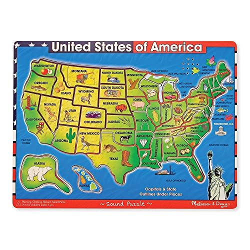  Melissa & Doug Deluxe Wooden USA Map Sound Puzzle