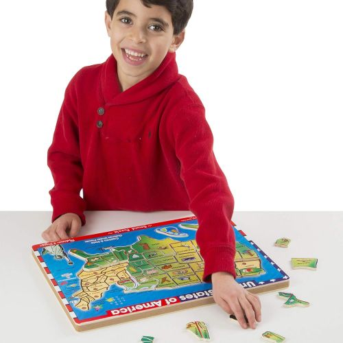  Melissa & Doug Deluxe Wooden USA Map Sound Puzzle