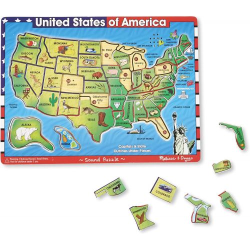  Melissa & Doug Deluxe Wooden USA Map Sound Puzzle