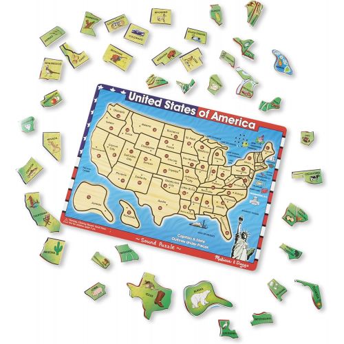  Melissa & Doug Deluxe Wooden USA Map Sound Puzzle