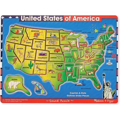  Melissa & Doug Deluxe Wooden USA Map Sound Puzzle