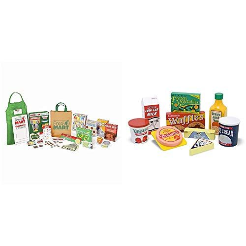  Melissa & Doug Fresh Mart Grocery Store Companion Collection (Best for 3, 4, 5 Year Olds and Up) & Fridge Food Wooden Play Food Set, The Original (Best for 3, 4, 5 Year Olds and Up