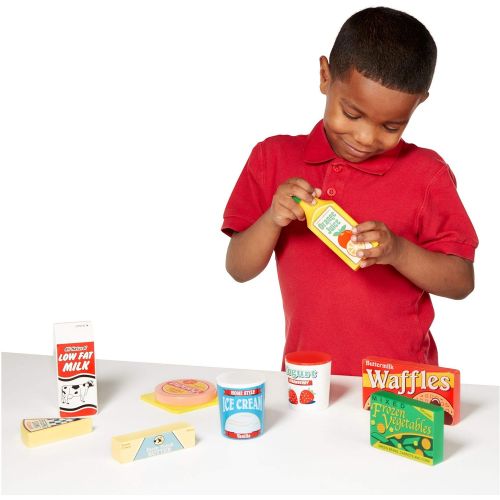  Melissa & Doug Fresh Mart Grocery Store Companion Collection (Best for 3, 4, 5 Year Olds and Up) & Fridge Food Wooden Play Food Set, The Original (Best for 3, 4, 5 Year Olds and Up