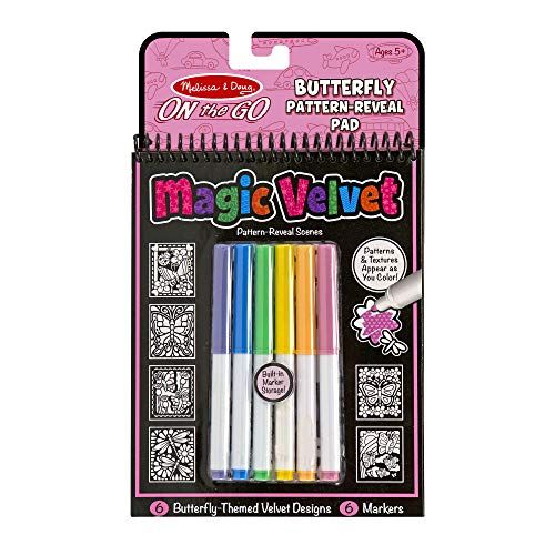  Melissa & Doug On the Go Magic Velvet Pattern-Reveal Scenes Activity Kit - 6 Coloring Boards, 6 Markers, Multicolor, 1 EA