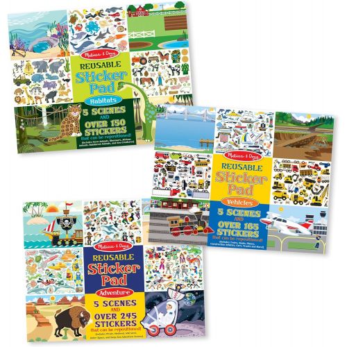  Melissa & Doug Reusable Sticker Pads Set - Habitats, Vehicles, and Adventures