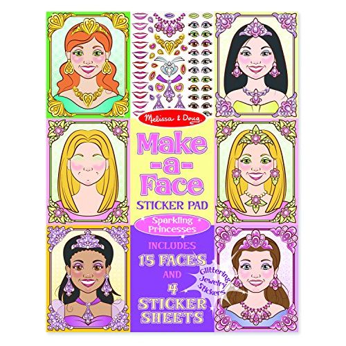  Melissa & Doug Make-a-Face Sticker Pad: Sparkling Princesses - 15 Faces, 4 Sticker Sheets