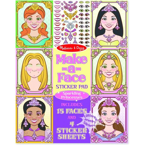  Melissa & Doug Make-a-Face Sticker Pad: Sparkling Princesses - 15 Faces, 4 Sticker Sheets