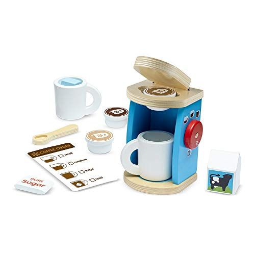  Melissa & Doug 11-Piece Brew and Serve Wooden Coffee Maker Set - Play Kitchen Accessories