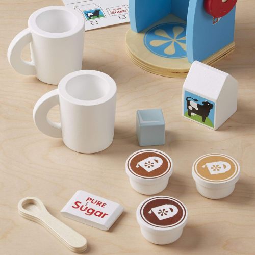 Melissa & Doug 11-Piece Brew and Serve Wooden Coffee Maker Set - Play Kitchen Accessories