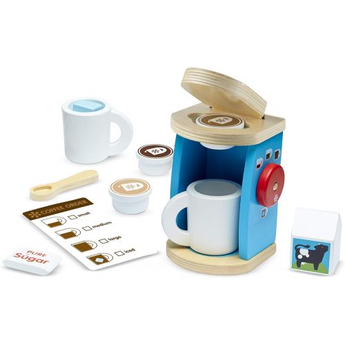  Melissa & Doug 11-Piece Brew and Serve Wooden Coffee Maker Set - Play Kitchen Accessories