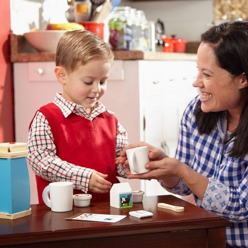  Melissa & Doug 11-Piece Brew and Serve Wooden Coffee Maker Set - Play Kitchen Accessories