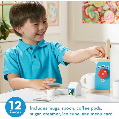  Melissa & Doug 11-Piece Brew and Serve Wooden Coffee Maker Set - Play Kitchen Accessories