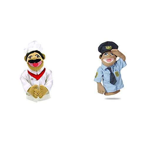  Melissa & Doug Chef Puppet with Detachable Wooden Rod for Animated Gestures & Police Officer Puppet