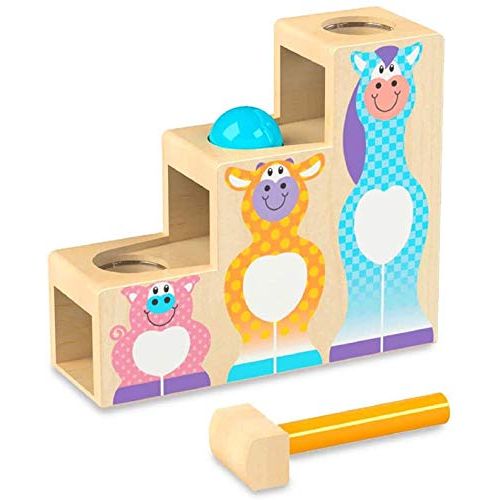  Melissa & Doug First Play Pound & Roll Stairs Wooden 3 Piece Baby Kids Hammer & Ball Toy