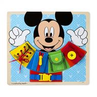 Melissa & Doug Mickey Mouse Wooden Basic Skills Board - Zip, Lace, Tie, Buckle, Button, and Snap