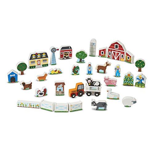  Melissa & Doug Wooden Farm & Tractor Play Set