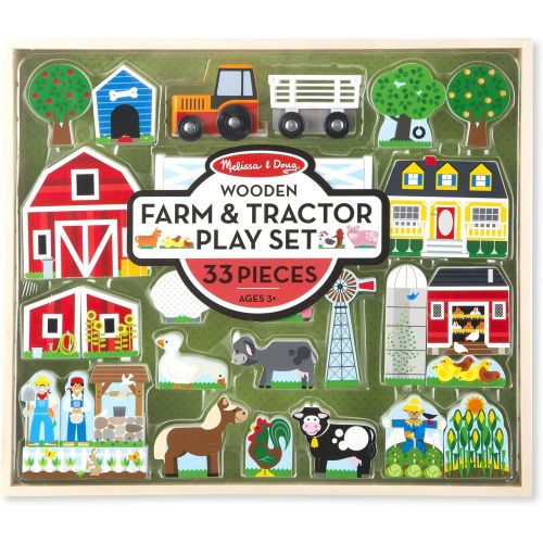  Melissa & Doug Wooden Farm & Tractor Play Set