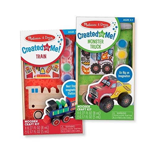  Melissa & Doug Paint & Decorate Your Own Wooden Vehicles Craft Kit 2 Pack  Monster Truck, Train