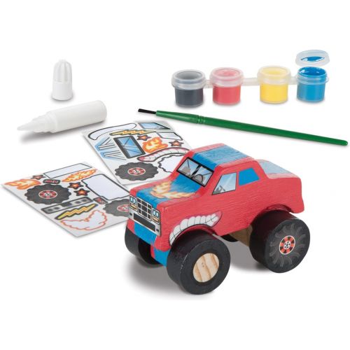  Melissa & Doug Paint & Decorate Your Own Wooden Vehicles Craft Kit 2 Pack  Monster Truck, Train