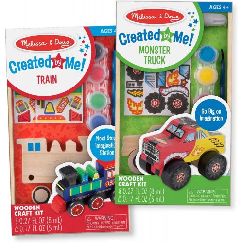  Melissa & Doug Paint & Decorate Your Own Wooden Vehicles Craft Kit 2 Pack  Monster Truck, Train