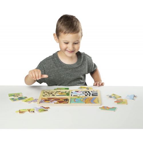  Melissa & Doug Natural Play Wooden Puzzle: Animal Patterns (Four 4-Piece Animal Puzzles)