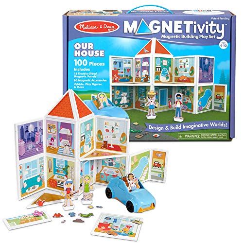  Melissa & Doug Magnetivity Magnetic Building Play Set  Our House with Vehicle (100Piece)