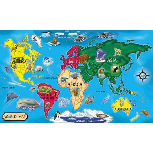  Melissa & Doug World Map Floor Puzzle - 33 Pcs