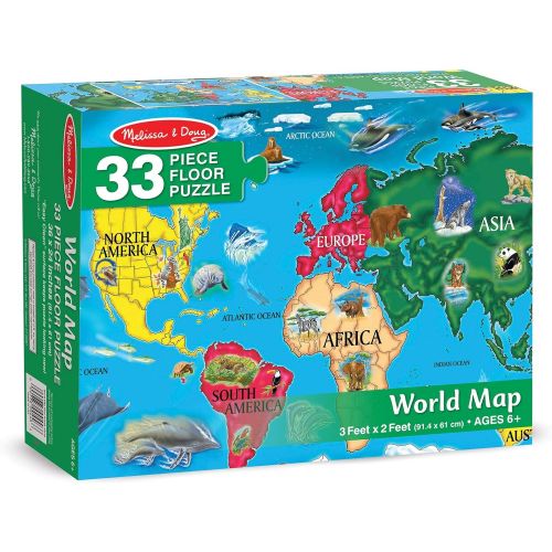  Melissa & Doug World Map Floor Puzzle - 33 Pcs